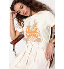 T-shirt à Message Brodé Femme - Naturel Imprime