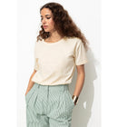 T-shirt Brodé Femme - Naturel Uni Clair