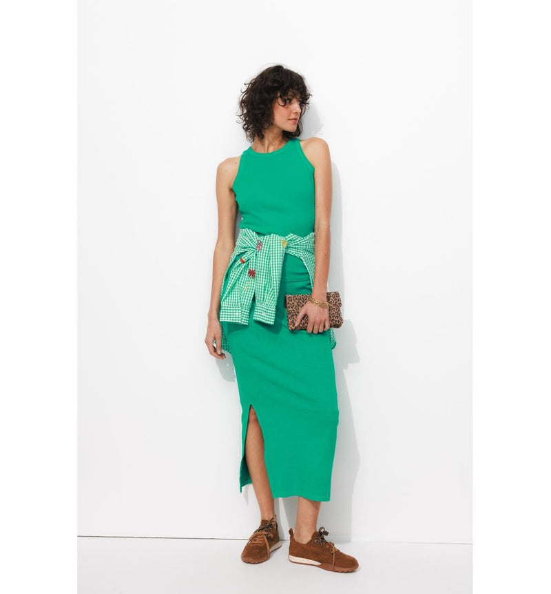 Débardeur Côtelé Femme - Vert Uni Colore
