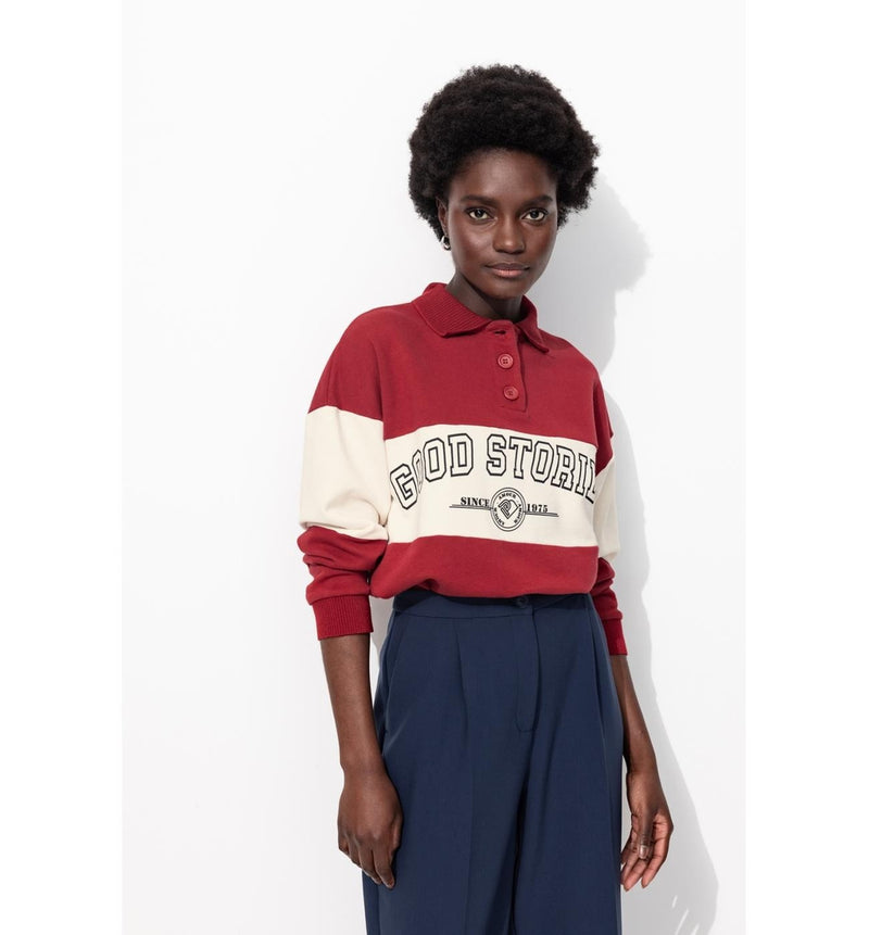 Sweat-shirt Bicolore Femme - Multicolore Raye