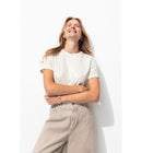 T-shirt Côtelé Irisé Femme - Naturel Uni Clair