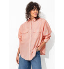Chemise Rayée Oversize Femme - Rose Raye