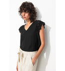 Top Détail Dentelle Femme - Noir Uni Fonce