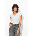Top Détail Dentelle Femme - Naturel Uni Clair