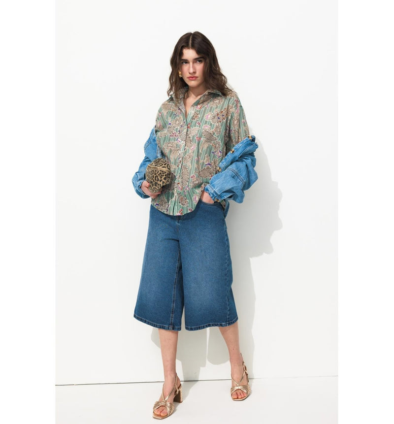 Chemise Légère Imprimée Femme - Bleu Imprime