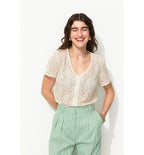 Chemise Effet Dentelle Femme - Naturel Uni Clair
