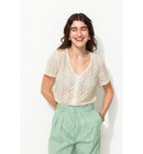 Chemise Effet Dentelle Femme - Naturel Uni Clair