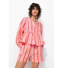 Blouse en Gaze de Coton Rayée - Rose Raye