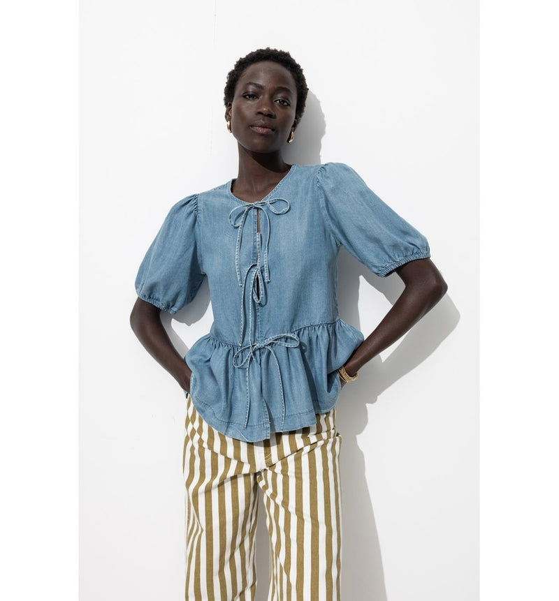 Blouse à Nouettes Femme - Jeans Uni Clair