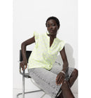 Blouse Brodée Fluo Femme - Jaune Uni Colore