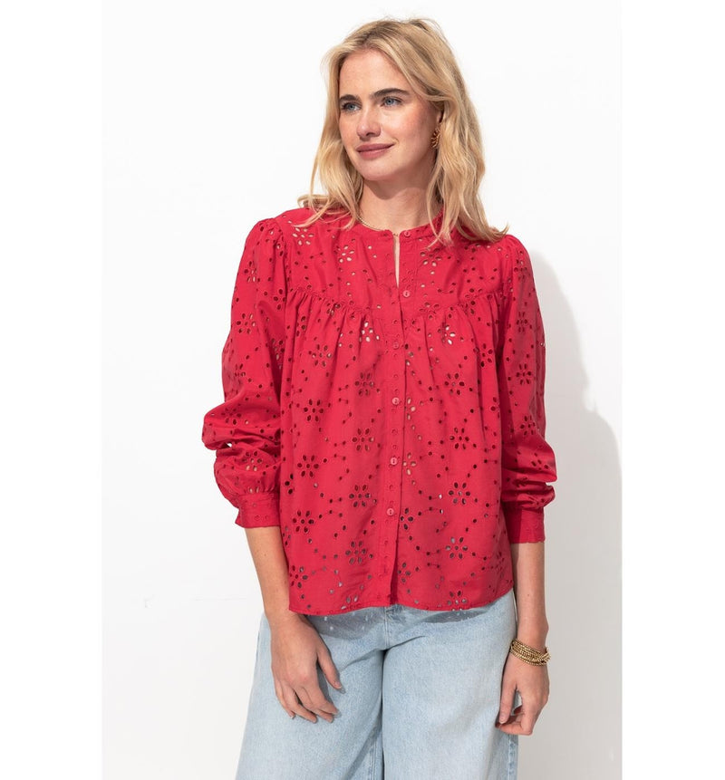 Chemise en Broderie Anglaise - Rouge Uni Colore