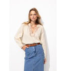 Chemise en Gaze de Coton Brodé - Naturel Uni Clair