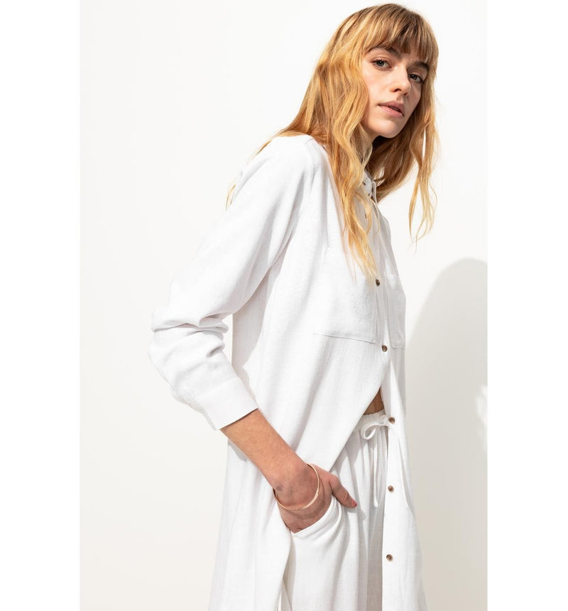 Longue Chemise Femme - Naturel Uni Clair