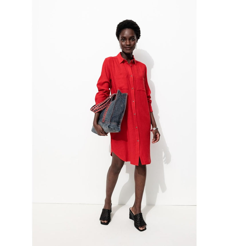 Longue Chemise Femme - Rouge Uni Colore