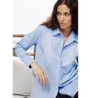 Longue Chemise Brodée Femme - Bleu Raye