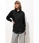 Chemise en Broderie Anglaise - Noir Uni Fonce