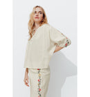 Blouse Brodée Point de Croix - Naturel Uni Clair