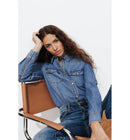 Chemise Western en Jean Femme - Jeans Uni Fonce