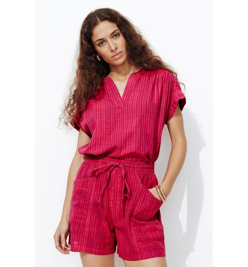 Blouse Rayée en Coton Femme - Multicolore Raye