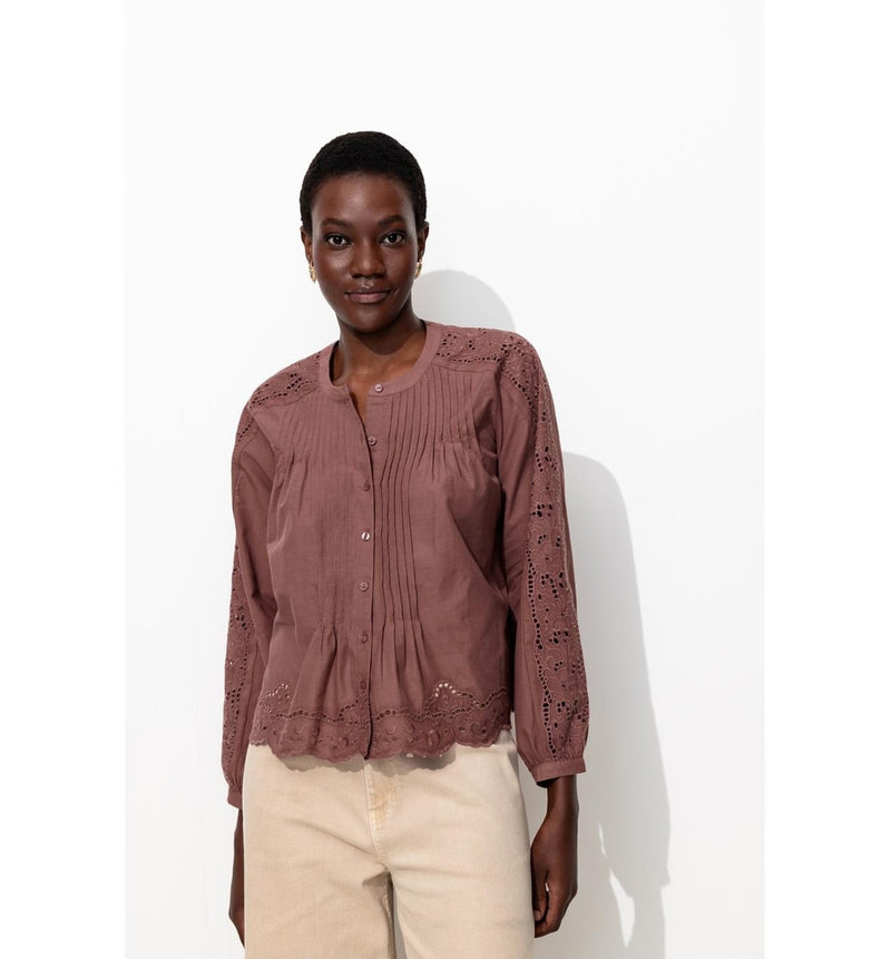 Chemisier Broderie Anglaise - Violet Uni Colore
