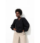 Blouse en Broderie Anglaise - Noir Uni Fonce