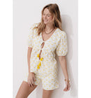 Blouse à Nouettes Femme - Naturel Imprime