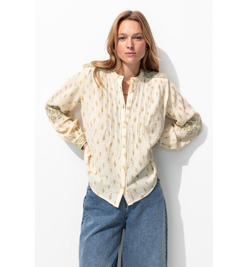 Chemise Gaze de Coton Brodée - Naturel Uni Clair