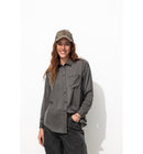 Chemise Perlée en Satin Femme - Gris Uni Fonce
