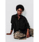 Chemise Oversize Unie Femme - Noir Uni Fonce