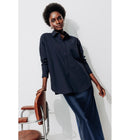 Chemise Oversize Unie Femme - Bleu Uni Fonce