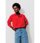Chemise Oversize Unie Femme - Rouge Uni Colore