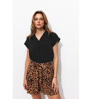 Blouse Unie Femme - Noir Uni Fonce