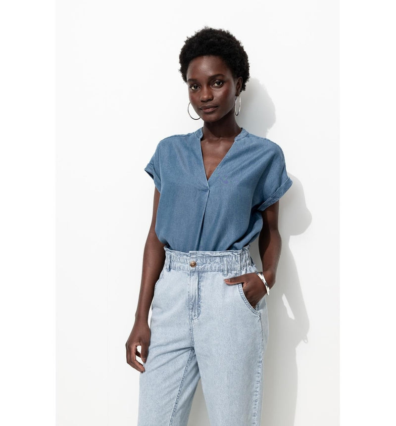 Blouse en Lyocell Femme - Jeans Uni Fonce