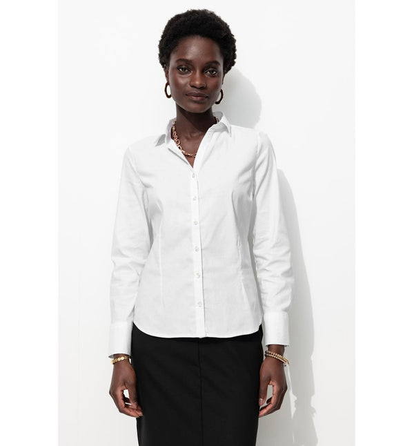 Chemise en Popeline Unie - Blanc Uni Clair