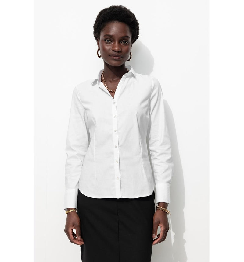 Chemise en Popeline Unie - Blanc Uni Clair