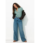 Chemise en Popeline Unie - Vert Raye