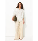 Chemise Brodée Manches Ballon - Naturel Uni Clair