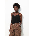 Top à Fines Bretelles Femme - Noir Uni Fonce