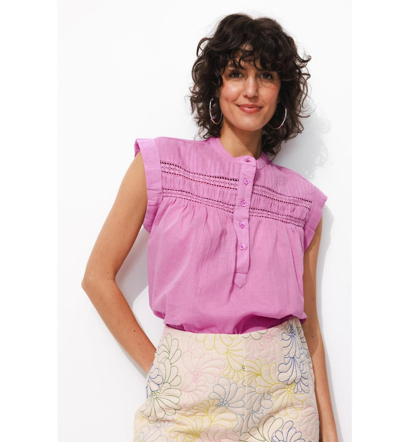 Blouse Unie en Coton Femme - Violet Uni Colore