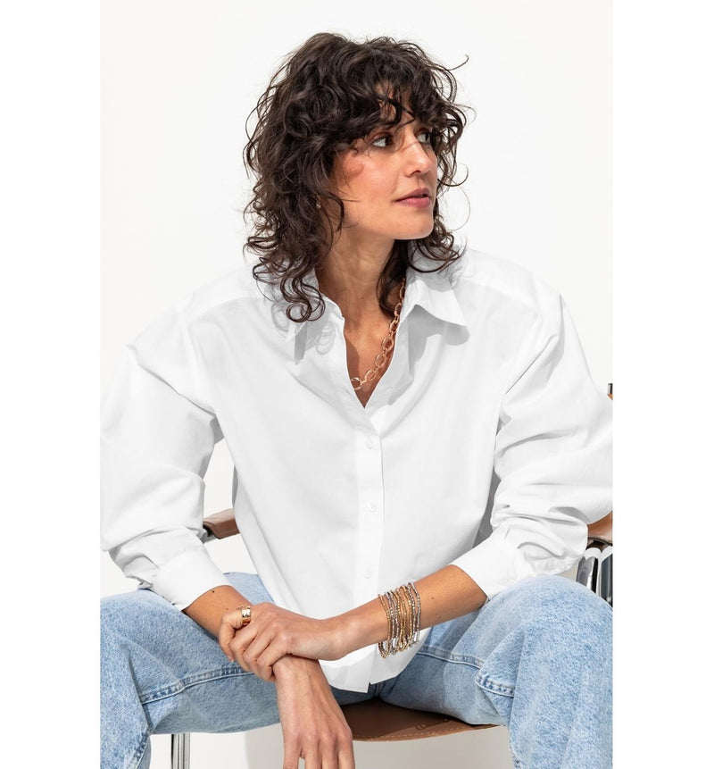 Chemise Cropped Femme - Blanc Uni Clair