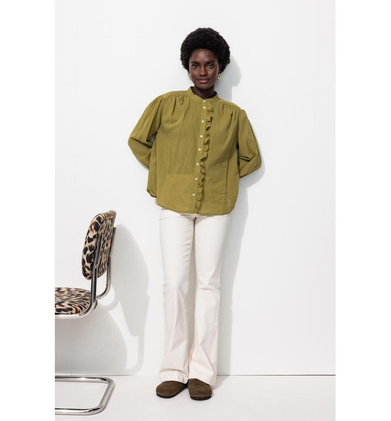 Chemise Légère en Coton Femme - Vert Uni Colore
