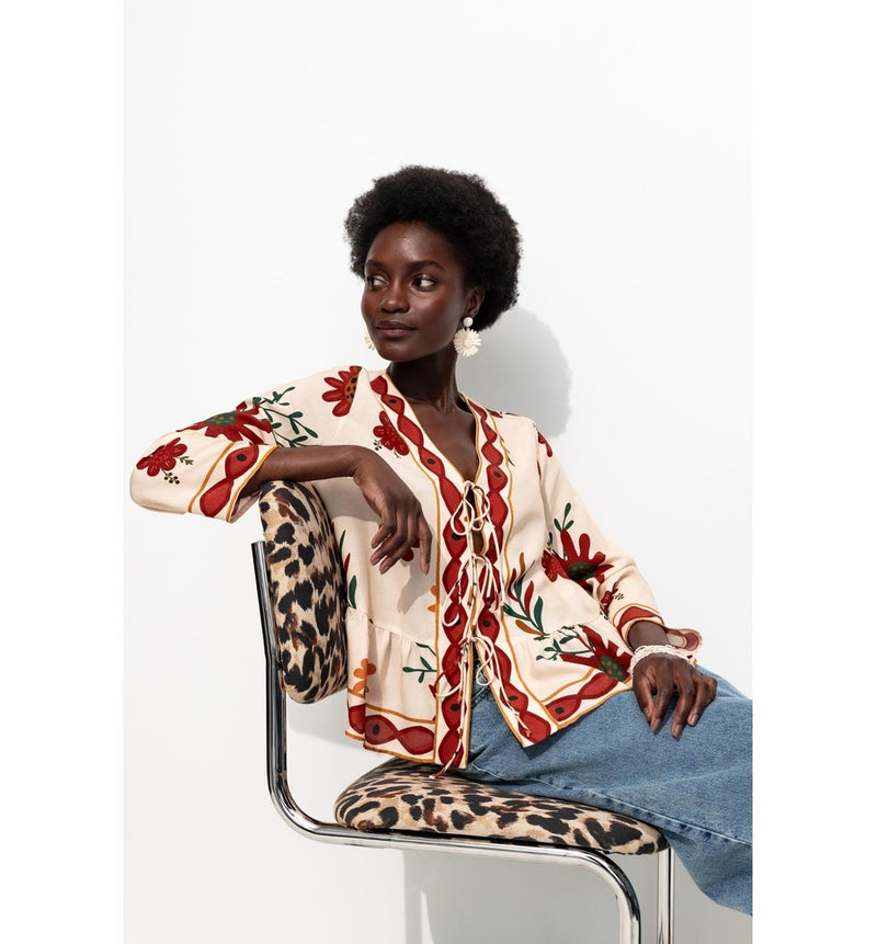Blouse Imprimée à Nouettes - Naturel Imprime