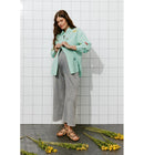 Chemise Oversize Brodée Femme - Vert Carreaux