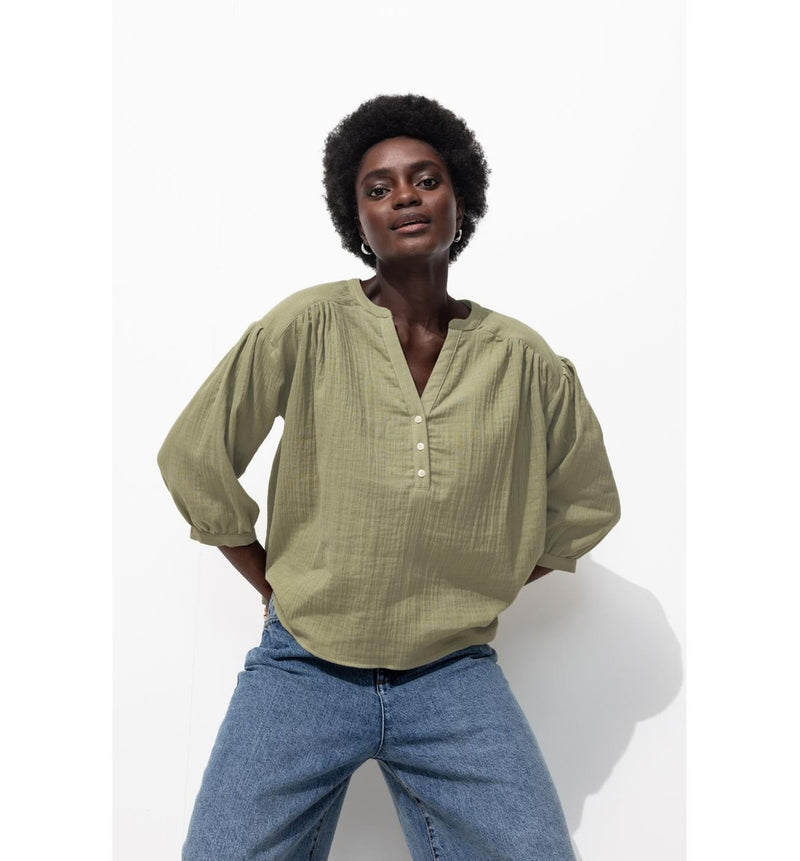 Blouse Oversize - Kaki Uni Fonce