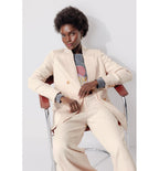 Mujer Blazer cruzado de color liso, Color Natural Claro, Color liso