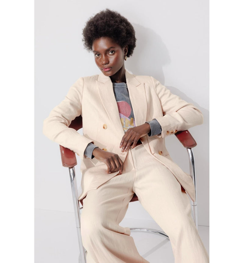 Blazer Croisé Unie Femme - Naturel Uni Clair