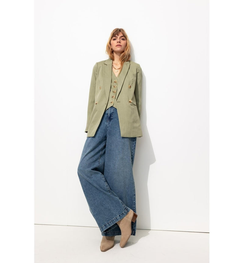 Blazer Croisé Unie Femme - Kaki Uni Clair