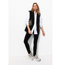 Mujer Sin Mangas Blazer Un Color Negro Oscuro