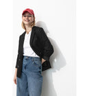 Veste de Tailleur Lin Mélangé - Noir Uni Fonce