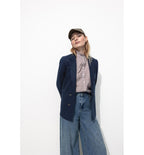 Chaqueta de traje en mezcla de lino - Azul oscuro liso